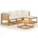 Juego muebles de jardín y cojines 5 piezas madera maciza acacia Juego muebles de jardín y cojines 5 piezas madera maciza acacia Crema