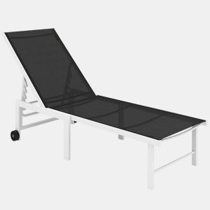Outsunny Espreguiçadeira Reclinável de Jardim com Rodas Espreguiçadeira de Exterior Encosto Ajustável em 5 Níveis e Estrutura de Aço Suporta até 120 kg para Pátio Varanda 166x60x84 cm Cinzento