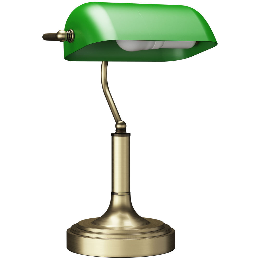 Homcom lámpara de escritorio banquero vintage lámpara de mesa banker e27 con pantalla orientable a 45° interruptor basculante para hogar dormitorio oficina biblioteca verde