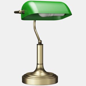 HOMCOM Candeeiro de Mesa Banqueiro Candeeiro de Mesa Vintage E27 com Ecrã Orientável a 45° Interruptor Basculante para Casa Escritório Biblioteca 26,8x22x39,5 cm Verde