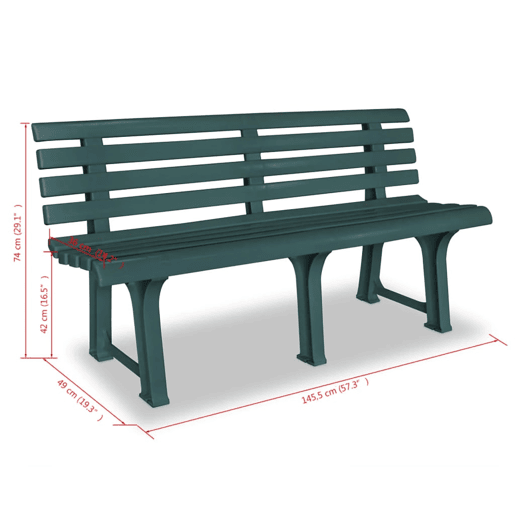 Banco de jardim para área externa mobiliário de pátio terraço 1455 cm plástico verde 02_0011245