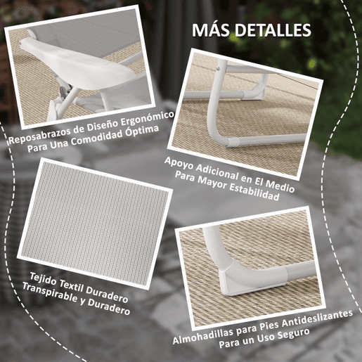Outsunny Espreguiçadeira de Jardim Reclinável e Dobrável com Almofada para a Cabeça Encosto Ajustável em 4 Posições e Estrutura de Metal e Textilene 160x66x98 cm Cinzento