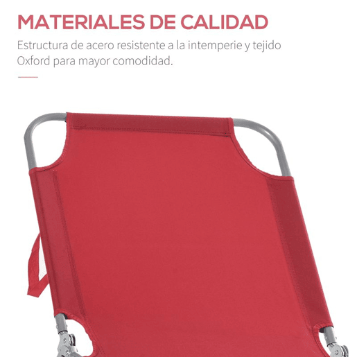 Outsunny Espreguiçadeira Dobrável Espreguiçadeira de Jardim com Encosto Ajustável em 5 Posições Peso Máximo 120 kg para Terraço Piscina Praia 187x55x24 cm Vermelho