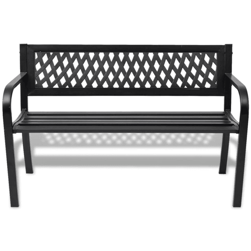 Banco de jardim, móveis de pátio externo, terraço 118 x 50 x 75 cm aço preto 02_0011188