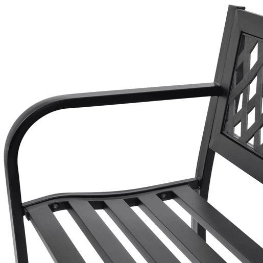 Banco de jardim, móveis de pátio externo, terraço 118 x 50 x 75 cm aço preto 02_0011188