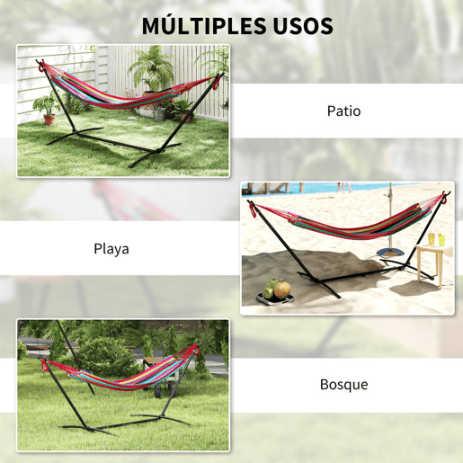 Outsunny Cama Rede com Suporte 310x117 cm Cama Rede de Campismo com Bolsa de Transporte Portátil Altura Ajustável Capacidade 120 kg para Pátio Varanda Laranja