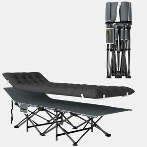 Outsunny Cama Dobrável de Campismo Portátil Espreguiçadeira 600D com Almofada de Cabeça Colchão Removível e Bolsa de Transporte Capacidade 150 kg para Praia e Caminhadas 186x68x37 cm Preto