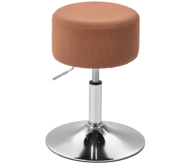 Homcom taburete de bar taburete giratorio regulable en altura 52-66 cm tapizado en pana giratorio en 360° silla alta para cocina comedor tocador mostrador marrón