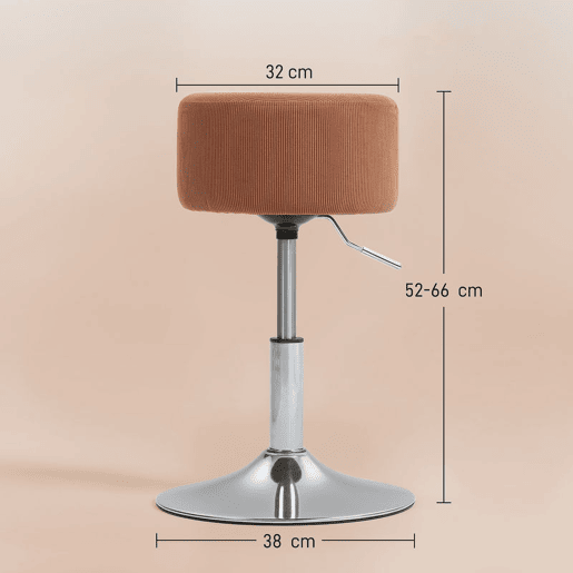 HOMCOM Banco de Bar Giratório Banco Alta de Cozinha Ajustável em Altura 52-66 cm Estofado em Veludo Giratória a 360° para Sala de Jantar Tocador Balcão Marrom