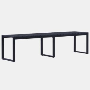 Banco de jardim mobiliário de pátio exterior terraço 180 cm painel PS preto 02_0011276