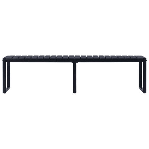 Banco de jardim mobiliário de pátio exterior terraço 180 cm painel PS preto 02_0011276