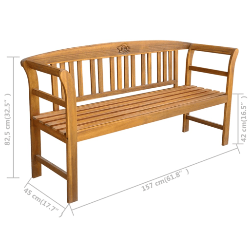 Banco de jardim mobiliário de pátio exterior terraço 157 x 45 x 82,5 cm madeira de acácia maciça 02_0011258