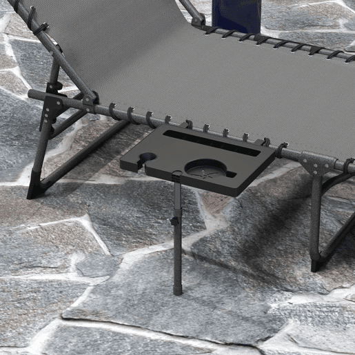 Outsunny Espreguiçadeira Dobrável, Espreguiçadeira de Jardim para Exterior com Encosto Ajustável, Apoio de Cabeça, Bolso Lateral, Bandeja e Estrutura de Aço, Suporta até 120 kg, 190x60x31 cm, Creme
