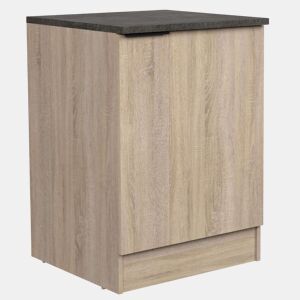 Móvel de cozinha inferior Arko estilo industrial em carvalho bruto e preto com 1 porta e 1 prateleira interna 60x60x86 cm