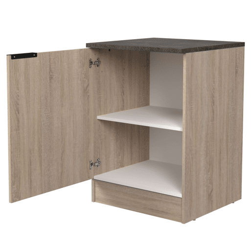 Móvel de cozinha inferior Arko estilo industrial em carvalho bruto e preto com 1 porta e 1 prateleira interna 60x60x86 cm