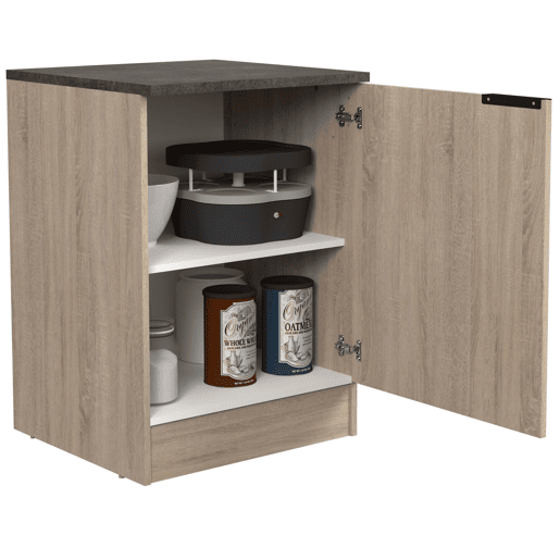 Móvel de cozinha inferior Arko estilo industrial em carvalho bruto e preto com 1 porta e 1 prateleira interna 60x60x86 cm