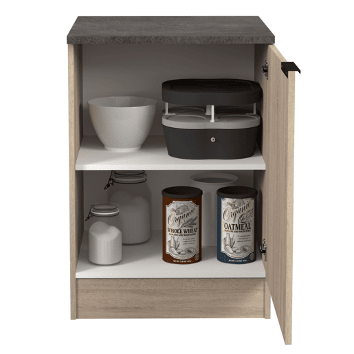 Móvel de cozinha inferior Arko estilo industrial em carvalho bruto e preto com 1 porta e 1 prateleira interna 60x60x86 cm
