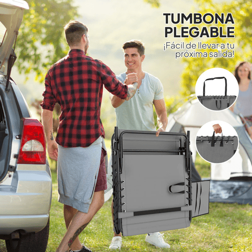 Outsunny Espreguiçadeira Dobrável Espreguiçadeira Jardim com Encosto Ajustável Apoio de Cabeça Bolsa Lateral Bandeja e Estrutura de Aço Carga 120 kg para Terraço Piscina Praia 190x60x31 cm Cinza