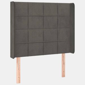 vidaXL Cabeceira cama c abas veludo 103x16x118128 cm cinzento-escuro