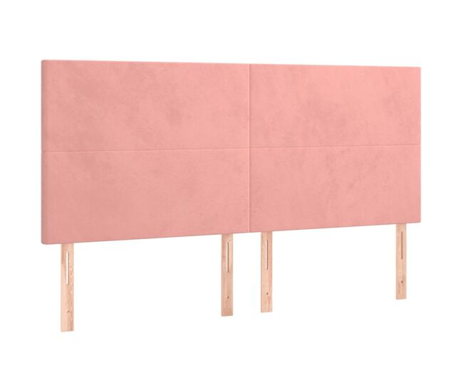 Vidaxl cabecero de cama rosa 160x5x118/128 cm terciopelo