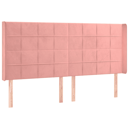 vidaXL Cabeceira cama c abas veludo 203x16x118128 cm rosa