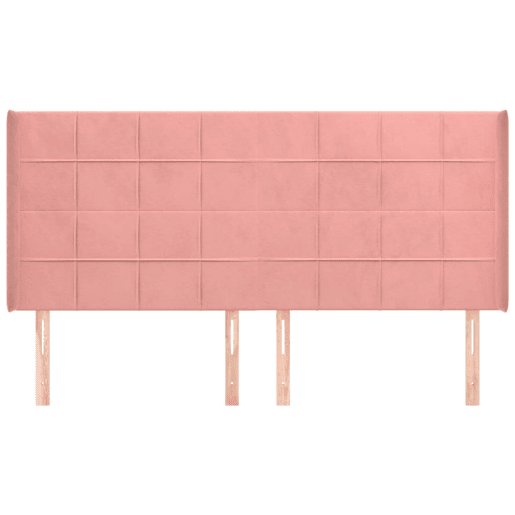 vidaXL Cabeceira cama c abas veludo 203x16x118128 cm rosa