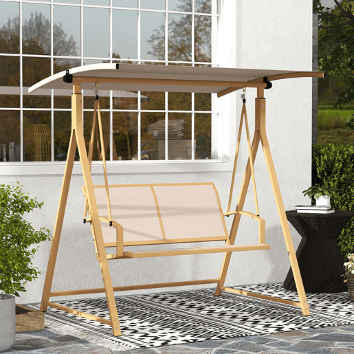 Outsunny Baloiço de Jardim de 2 Lugares Baloiço de Exterior com Toldo Ajustável 90° Proteção UV 30+ e Estrutura Triangular de Metal Carga 220 kg 160x112x162 cm Caqui Outsunny Baloiço de Jardim de 2 Lugares Baloiço de Exterior com Toldo Ajustável 90° Proteção UV 30+ e Estrutura Triangular de Metal Carga 220 kg 160x112x162 cm Caqui