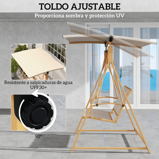 Outsunny Baloiço de Jardim de 2 Lugares Baloiço de Exterior com Toldo Ajustável 90° Proteção UV 30+ e Estrutura Triangular de Metal Carga 220 kg 160x112x162 cm Caqui Outsunny Baloiço de Jardim de 2 Lugares Baloiço de Exterior com Toldo Ajustável 90° Proteção UV 30+ e Estrutura Triangular de Metal Carga 220 kg 160x112x162 cm Caqui