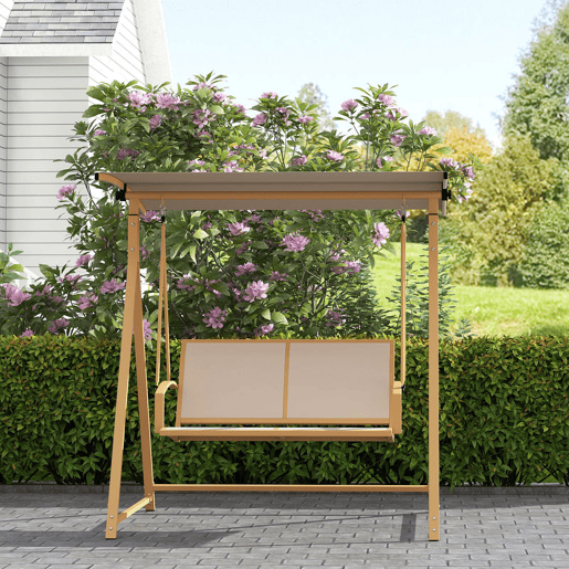 Outsunny Baloiço de Jardim de 2 Lugares Baloiço de Exterior com Toldo Ajustável 90° Proteção UV 30+ e Estrutura Triangular de Metal Carga 220 kg 160x112x162 cm Caqui Outsunny Baloiço de Jardim de 2 Lugares Baloiço de Exterior com Toldo Ajustável 90° Proteção UV 30+ e Estrutura Triangular de Metal Carga 220 kg 160x112x162 cm Caqui