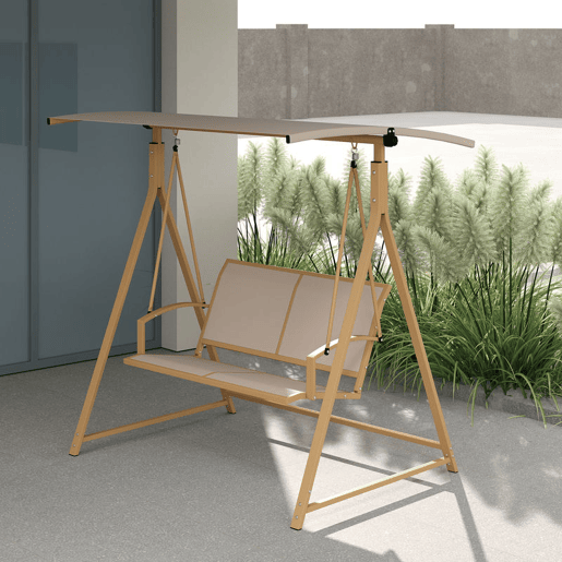 Outsunny Baloiço de Jardim de 2 Lugares Baloiço de Exterior com Toldo Ajustável 90° Proteção UV 30+ e Estrutura Triangular de Metal Carga 220 kg 160x112x162 cm Caqui Outsunny Baloiço de Jardim de 2 Lugares Baloiço de Exterior com Toldo Ajustável 90° Proteção UV 30+ e Estrutura Triangular de Metal Carga 220 kg 160x112x162 cm Caqui