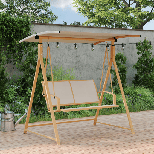 Outsunny Baloiço de Jardim de 2 Lugares Baloiço de Exterior com Toldo Ajustável 90° Proteção UV 30+ e Estrutura Triangular de Metal Carga 220 kg 160x112x162 cm Caqui Outsunny Baloiço de Jardim de 2 Lugares Baloiço de Exterior com Toldo Ajustável 90° Proteção UV 30+ e Estrutura Triangular de Metal Carga 220 kg 160x112x162 cm Caqui
