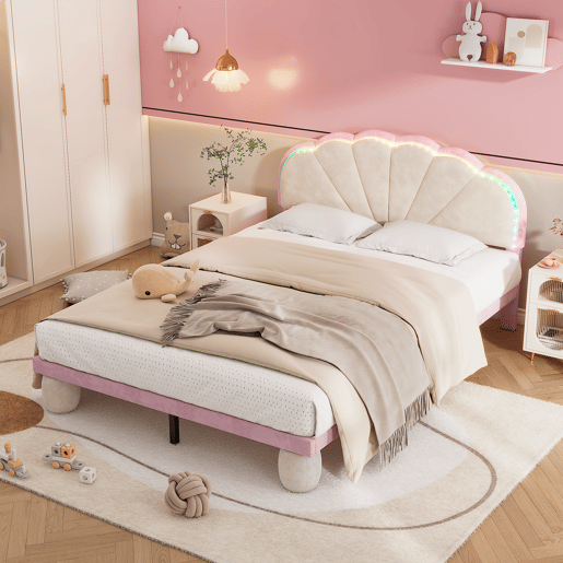 Cama de criança,cama dupla de veludo 140x200cm,rosa