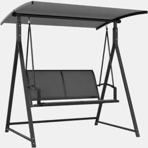 Outsunny Baloiço de Jardim de 2 Lugares Baloiço de Exterior com Toldo Ajustável 90° Proteção UV 30+ e Estrutura Triangular de Metal Carga 220 kg 160x112x162 cm Cinzento Escuro