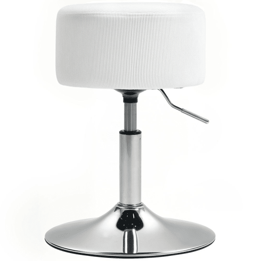 HOMCOM Banco de Bar Giratório Banco Alta de Cozinha Ajustável em Altura 52-66 cm Estofado em Veludo Giratória a 360° para Sala de Jantar Tocador Balcão Branco