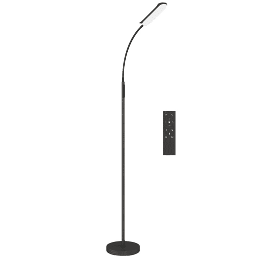 HOMCOM Candeeiro de Pé LED Regulável com Controlo Remoto e Tátil 5 Modos de Iluminação Temporizador de 60 Minutos Memória e Parte Inferior Giratório Flexível Ø22x175 cm Preto HOMCOM Candeeiro de Pé LED Regulável com Controlo Remoto e Tátil 5 Modos de Iluminação Temporizador de 60 Minutos Memória e Parte Inferior Giratório Flexível Ø22x175 cm Preto