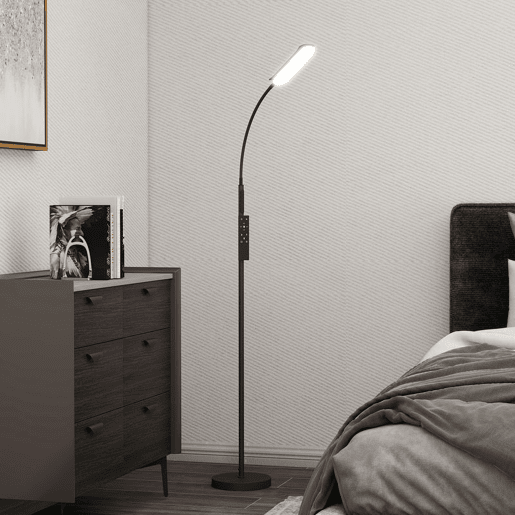 HOMCOM Candeeiro de Pé LED Regulável com Controlo Remoto e Tátil 5 Modos de Iluminação Temporizador de 60 Minutos Memória e Parte Inferior Giratório Flexível Ø22x175 cm Preto HOMCOM Candeeiro de Pé LED Regulável com Controlo Remoto e Tátil 5 Modos de Iluminação Temporizador de 60 Minutos Memória e Parte Inferior Giratório Flexível Ø22x175 cm Preto