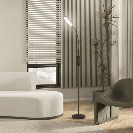 HOMCOM Candeeiro de Pé LED Regulável com Controlo Remoto e Tátil 5 Modos de Iluminação Temporizador de 60 Minutos Memória e Parte Inferior Giratório Flexível Ø22x175 cm Preto HOMCOM Candeeiro de Pé LED Regulável com Controlo Remoto e Tátil 5 Modos de Iluminação Temporizador de 60 Minutos Memória e Parte Inferior Giratório Flexível Ø22x175 cm Preto