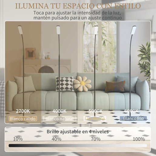 HOMCOM Candeeiro de Pé LED Regulável com Controlo Remoto e Tátil 5 Modos de Iluminação Temporizador de 60 Minutos Memória e Parte Inferior Giratório Flexível Ø22x175 cm Preto HOMCOM Candeeiro de Pé LED Regulável com Controlo Remoto e Tátil 5 Modos de Iluminação Temporizador de 60 Minutos Memória e Parte Inferior Giratório Flexível Ø22x175 cm Preto