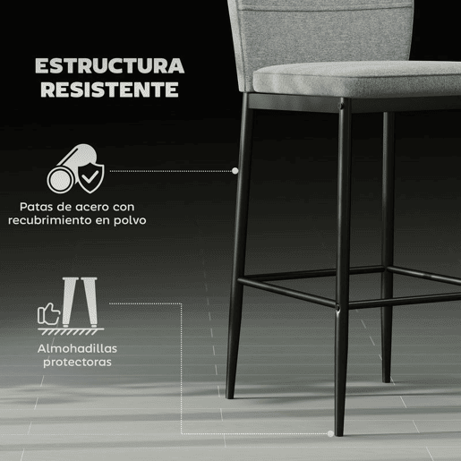 HOMCOM Conjunto de 2 Bancos de Bar Bancos Altos de Cozinha com Encosto e Apoio para os Pés Estofados em Veludo Estrutura de Aço Bancos Altos Modernos para Sala de Jantar Balcão 41x52x97 cm Cinza