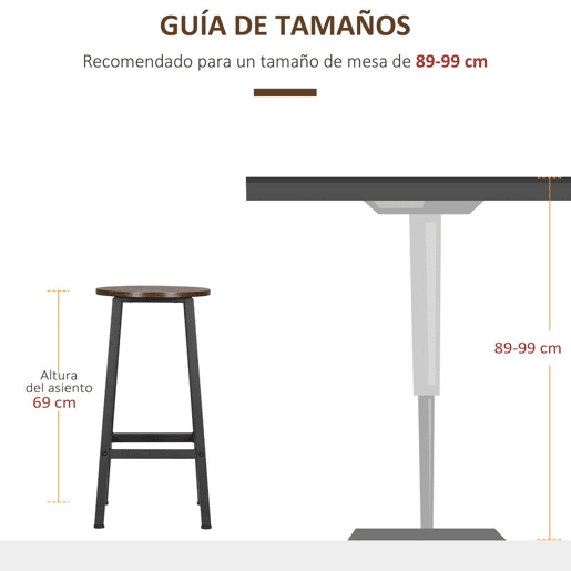 HOMCOM Conjunto de 4 Bancos Altos de Cozinha Bancos de Bar com Pés de Aço e Apoio para os Pés para Sala de Estar Sala de Jantar Carga 75kg 32,5x32,5x65cm Madeira e Preto