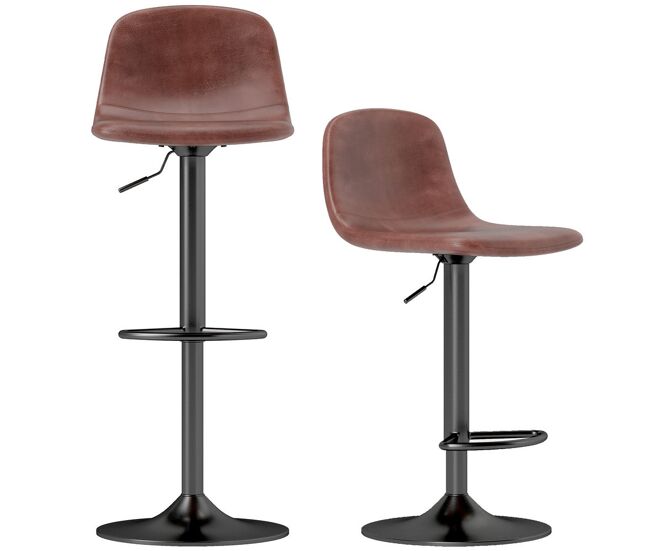 Homcom juego de 2 taburetes de bar taburetes altos de cocina regulable en altura 84-104 cm con respaldo y reposapiés tapizado en pu giratorio en 360°