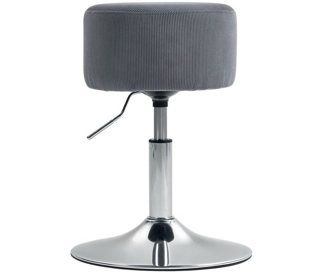 Homcom taburete de bar taburete giratorio regulable en altura 52-66 cm tapizado en pana giratorio en 360° silla alta para cocina comedor tocador mostrador gris