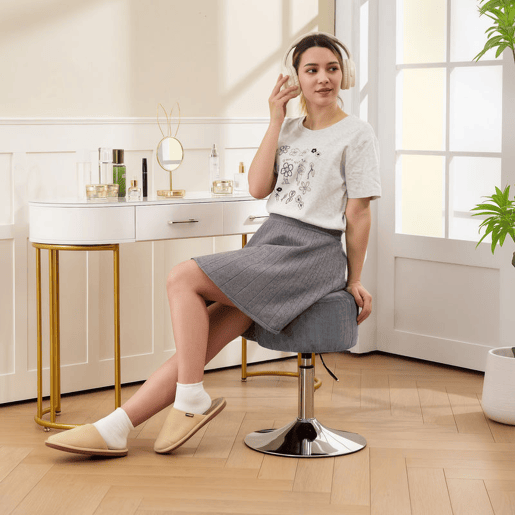 HOMCOM Banco de Bar Giratório Banco Alta de Cozinha Ajustável em Altura 52-66 cm Estofado em Veludo Giratória a 360° para Sala de Jantar Tocador Balcão Cinzento
