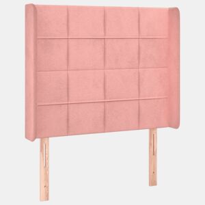 vidaXL Cabeceira de cama c abas veludo 93x16x118128 cm rosa