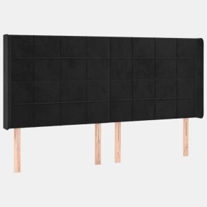 vidaXL Cabeceira de cama c abas veludo 163x16x118128 cm preto