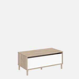Mesa de centro elevável Azzaro para sala de estar e sala de jantar em carvalho japonês e branco 110x45x60 cm.