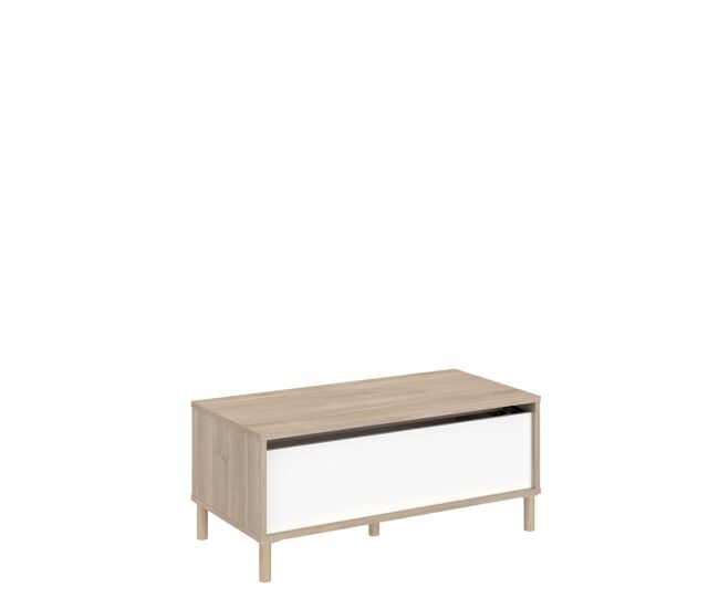 Mesa de centro Elevable Azzaro de Salón Comedor en Color Roble Japonés y Blanco 110x44x50 cm