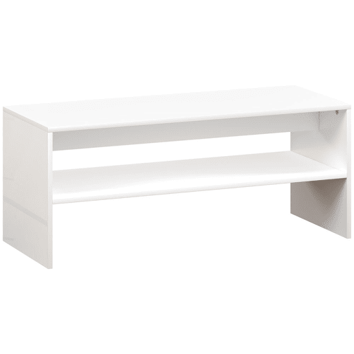 HOMCOM Mesa de Centro Mesa Auxiliar com Compartimento Aberto Mesa de Café para Sala de Estar 100x40x41,5 cm Branco Brilhante