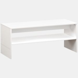 HOMCOM Mesa de Centro Mesa Auxiliar com Compartimento Aberto Mesa de Café para Sala de Estar 100x40x41,5 cm Branco Brilhante