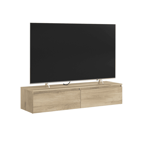 Móvel de TV de parede Erebus de 138 cm em estilo natural em carvalho Kronberg com 2 gavetas